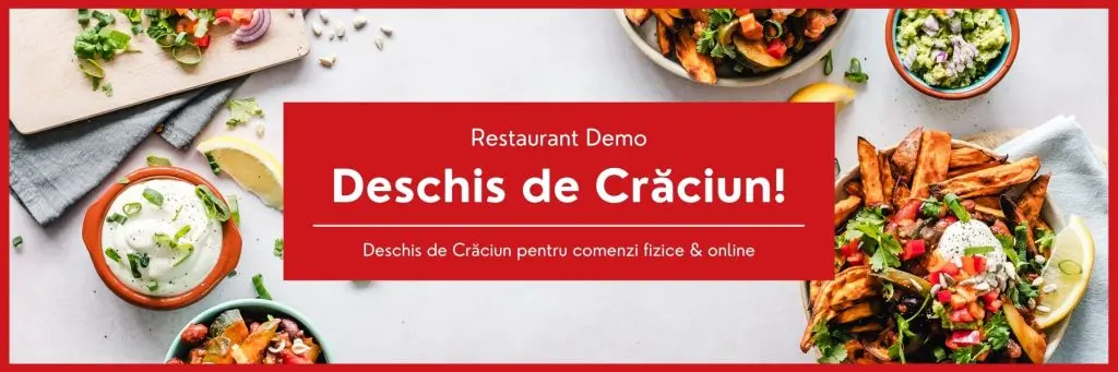 idei de marketing pentru restaurante de craciun, banner website cu deschis de craciun