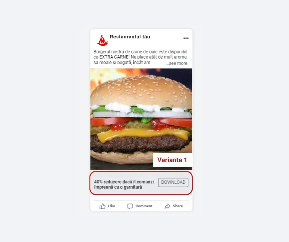 facebook ads pentru restaurante varianta 1