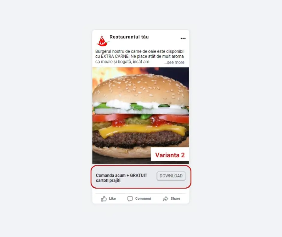 facebook ads pentru restaurante varianta 2